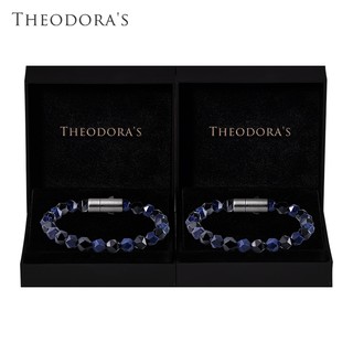 【THEODORA'S】情侶對飾-暗藍星軌 黑瑪瑙藍紋石礦石手鍊-女款&男款【希奧朵拉】
