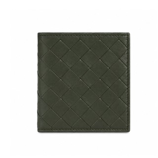 BOTTEGA VENETA 經典編織小牛皮對開短夾(苔原綠 / 晶石藍)｜100%原廠真品｜JS Maxx官方旗艦館
