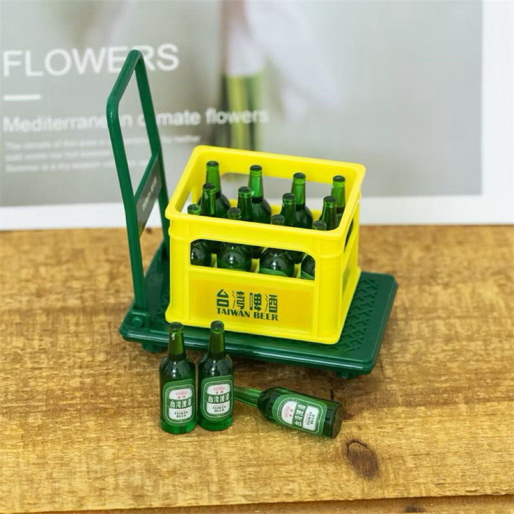 推車啤酒 袖珍啤酒微縮仿真 辦公室小物 金牌台啤啤酒小推車組 海尼根推車 創意小物場景拍攝道具 1664飲料罐食玩
