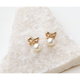 {Luna Jewelry🥰日常的微光} 優雅結珍珠耳環 防敏鋼針 法式珍珠飾 韓款耳環 抗過敏耳環 純鋼飾品 鋼針耳環