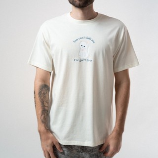 RIPNDIP 9 LIVES TEE 米白色 短袖T恤 中指貓 台灣總代理-ALL