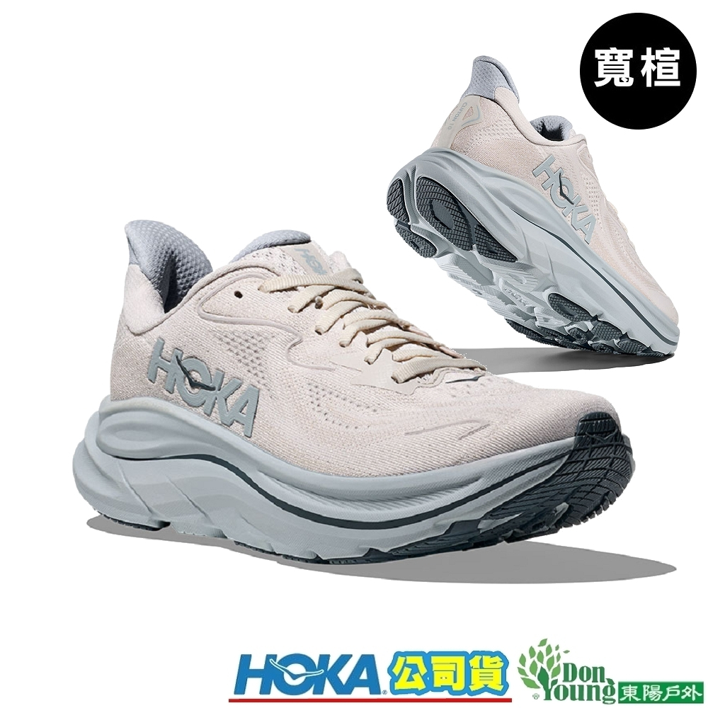 【HOKA】女 Clifton 10 Wide 寬楦路跑鞋 霧石灰/礦岩藍 HO1162050GRTM