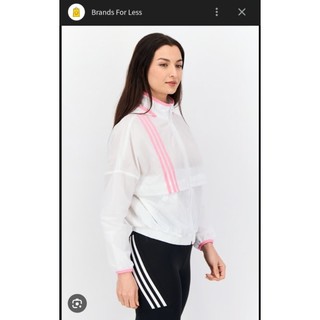 Adidas女裝M防風連帽米白色外套二手