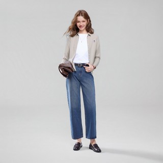 GIORDANO 女裝合身直筒水洗牛仔褲 05416046