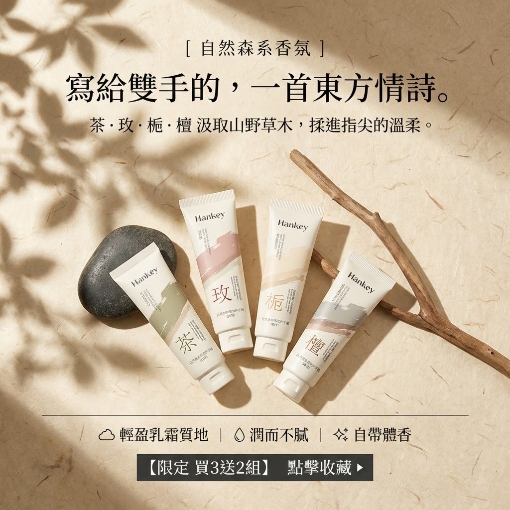 徐太太🌸【現貨隔日達】『買 3送2』韓紀香氛自然森系護手霜：護手霜融合天然香氛，深層滋潤雙手，讓肌膚柔嫩光滑。輕盈好吸收