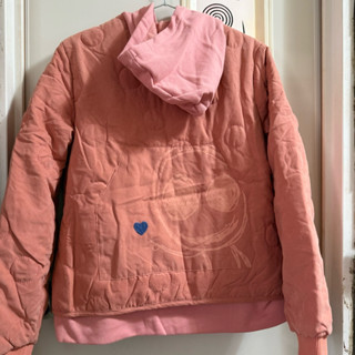 a la sha【全新、玫紅S】兔兔口袋假兩件式鋪棉外套