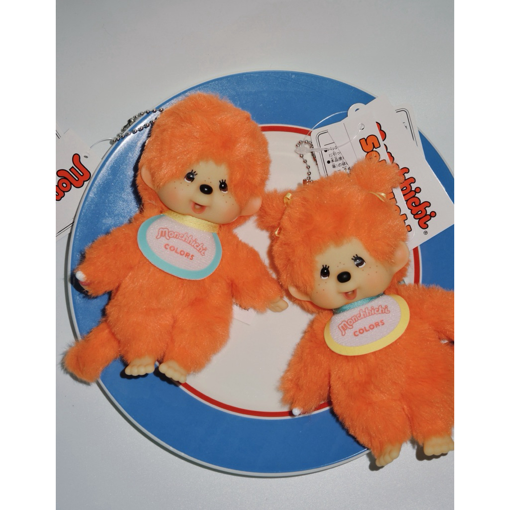🧡🌈Colors彩色系列 螢光橘Monchhichi蒙奇奇 男孩女孩娃娃鑰匙圈吊飾｜現貨免運｜官方正版代購