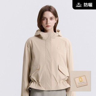 【國家地理服飾】女裝 RIO 彈性連帽外套 - 淺米色