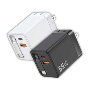 MCK科技 自帶線二孔GaN氮化鎵快充65W(黑/白)