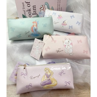 【小草日貨】現貨 日本直送 迪士尼 Ribbon緞帶 夢幻皮革筆袋/鉛筆盒/刷具包 小美人魚 牡蠣寶寶 瑪莉貓 長髮公主