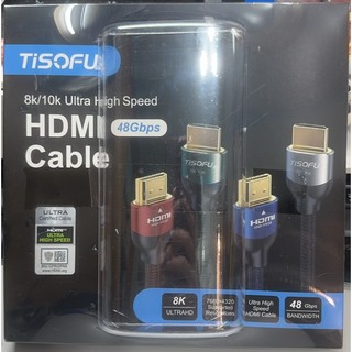 TISOFU 超級認證 10K 8K HDMI 線纜HDMI 2.1 線纜48Gbps 高速優質編織線纜(線長3m)