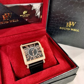 【浪威｜全新】現貨 ROUND WELL 手錶 石英錶 女錶 方塊錶 鑽框 皮錶｜Little Bee 小蜜蜂精品