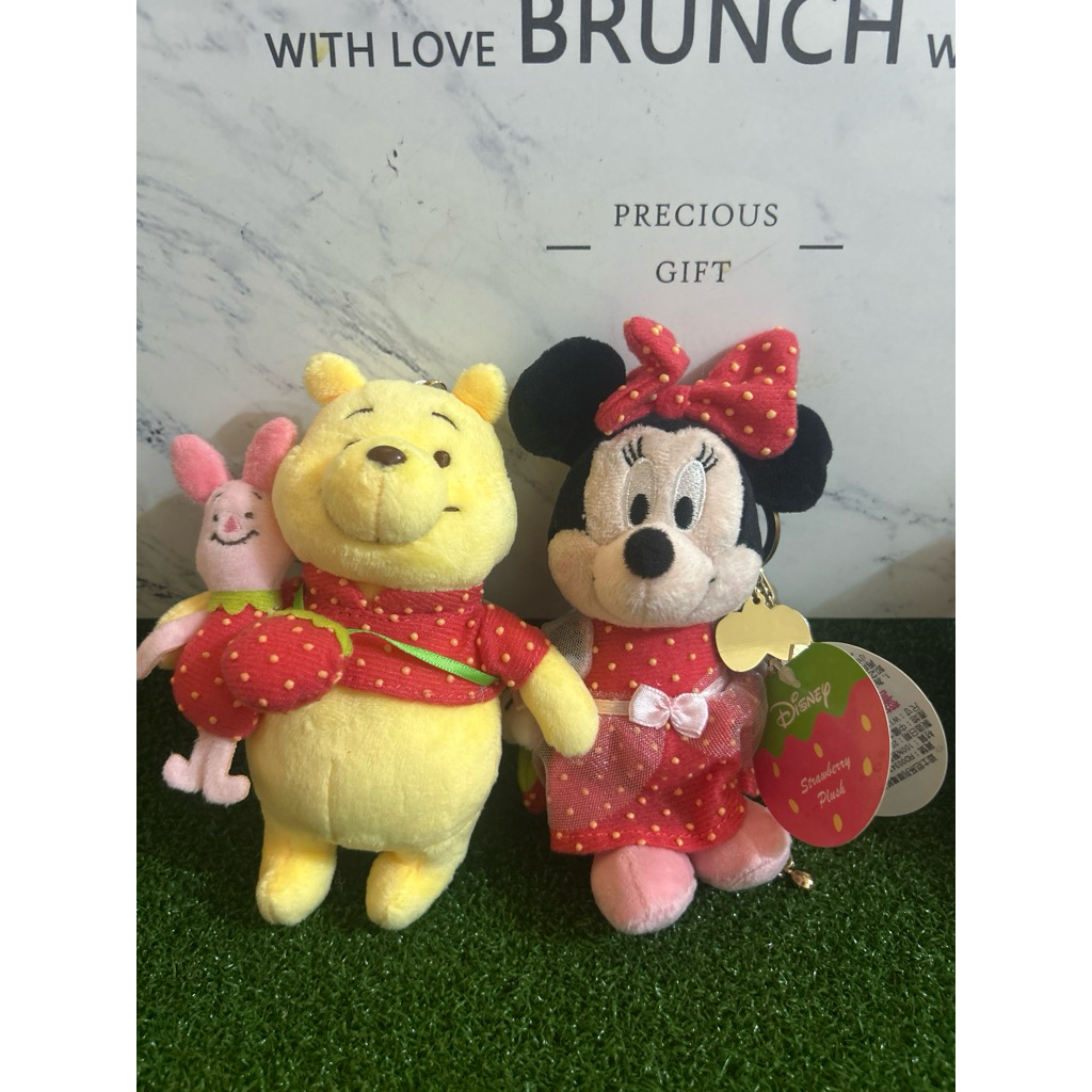 迪士尼 Disney 米妮 草莓絨毛娃娃 絨毛娃娃 鑰匙圈娃娃 吊飾娃娃