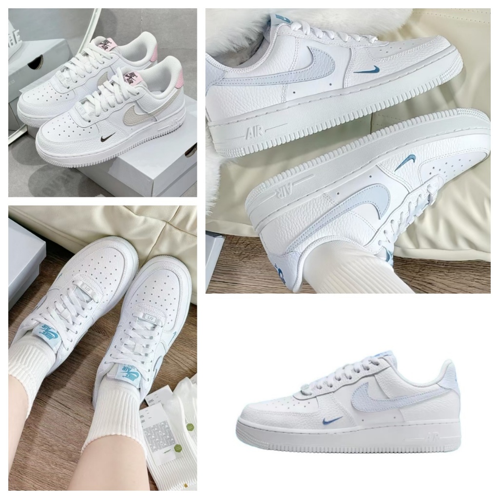 Nike Air Force 1 07 海鹽藍 櫻花粉 AF1 小勾 小藍勾 荔枝皮 男女休閒鞋 HV2511-100