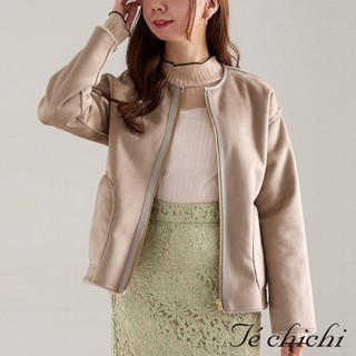 Te chichi 2WAY正反兩穿雙口袋設計刷毛圓領外套(0F001256410)