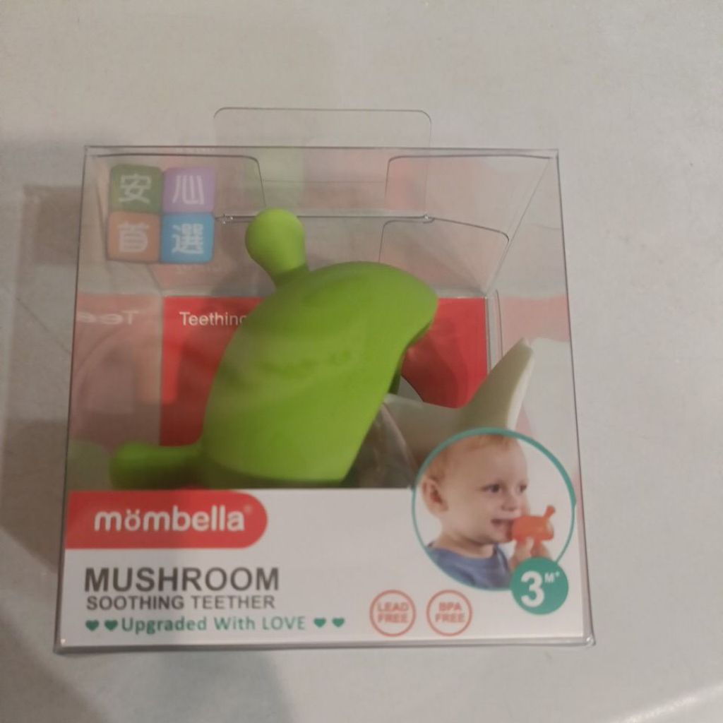 mombella 綠色 啾比小蘑菇固齒器 新款 防卡喉