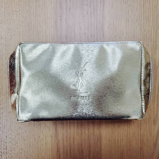 金色方形化妝包 YSL 聖羅蘭 盥洗包 手拿包 隨身包 化妝包 萬用包 coco彩購