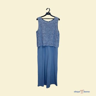 UNIQLO 藍色蕾絲拼接無袖連身褲 商品號 (260325149