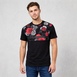 ABOUT。GUESS 男版 玫瑰圖騰橫條款 短Tee 短袖T恤 現貨