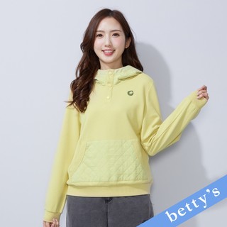 betty’s貝蒂思(45)菱格紋口袋連帽拼接T-shirt(黃綠)