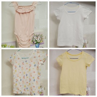 A4【4件超值合售】UNIQLO 網眼洞洞衣 / lativ 蕾絲包屁衣 (90cm) 夏日透氣短袖 女童裝 二手