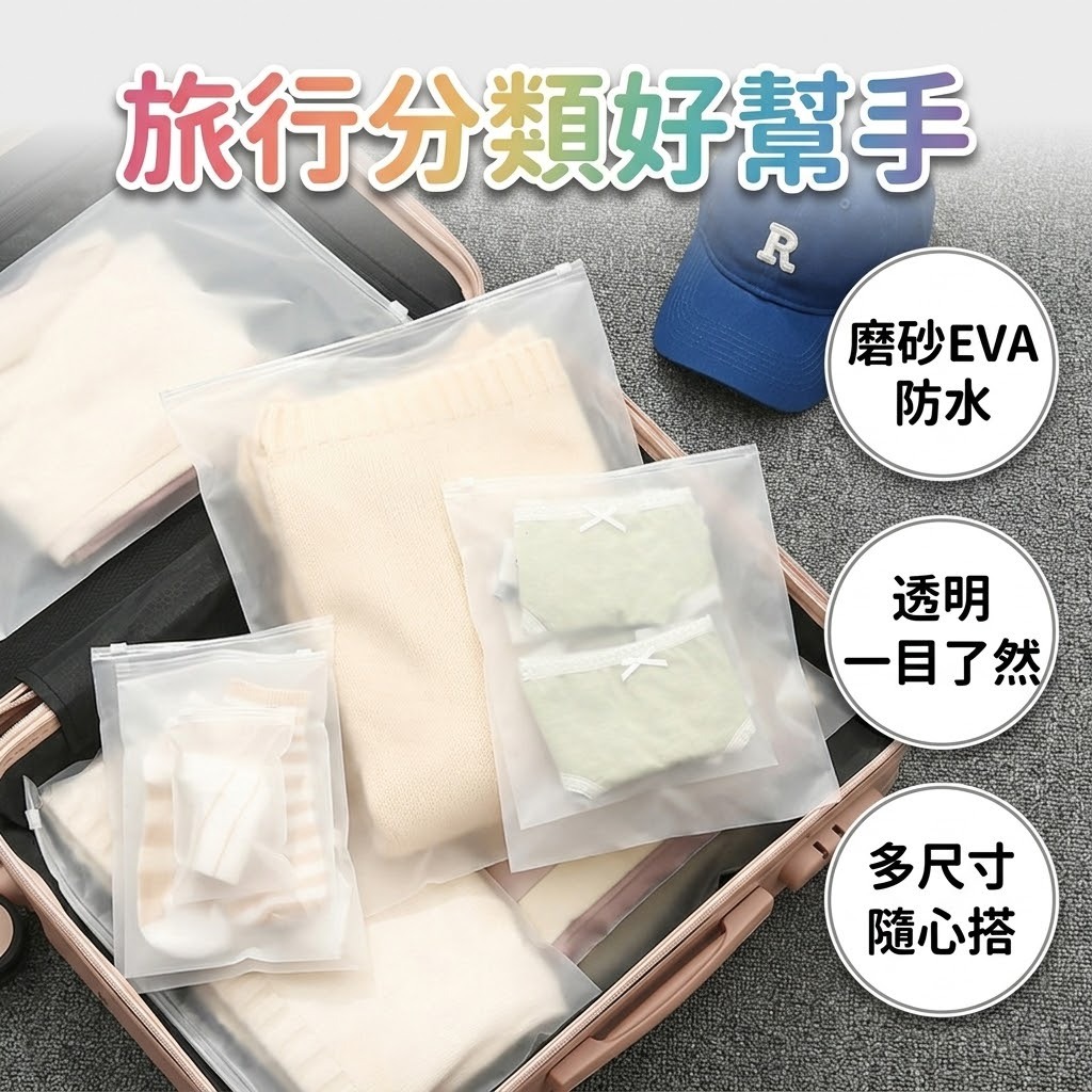 行李箱分類袋 出差收納袋 旅行收納袋 衣物夾鏈袋 密封袋 行李整理袋 拉鍊袋 內衣褲袋 衣物防塵袋 行李分裝袋