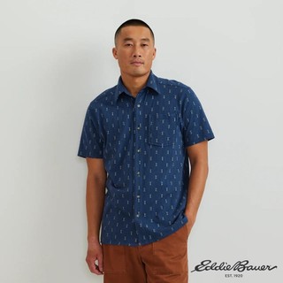 【Eddie Bauer】男性 短袖針織扣領襯衫-深藍 11602179