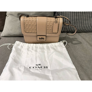 近全新 正品 專櫃款 Coach新款ALIE編織牛皮斜跨包/翻蓋包/休閒女包/單肩斜背包/相機包/方包