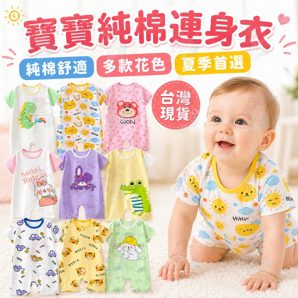【夏季換洗首選】包屁衣 嬰兒衣服 寶寶衣服 短袖包屁衣 連身衣 純棉包屁衣 透氣包屁衣 超薄 夏季 短袖爬服 嬰兒 寶寶