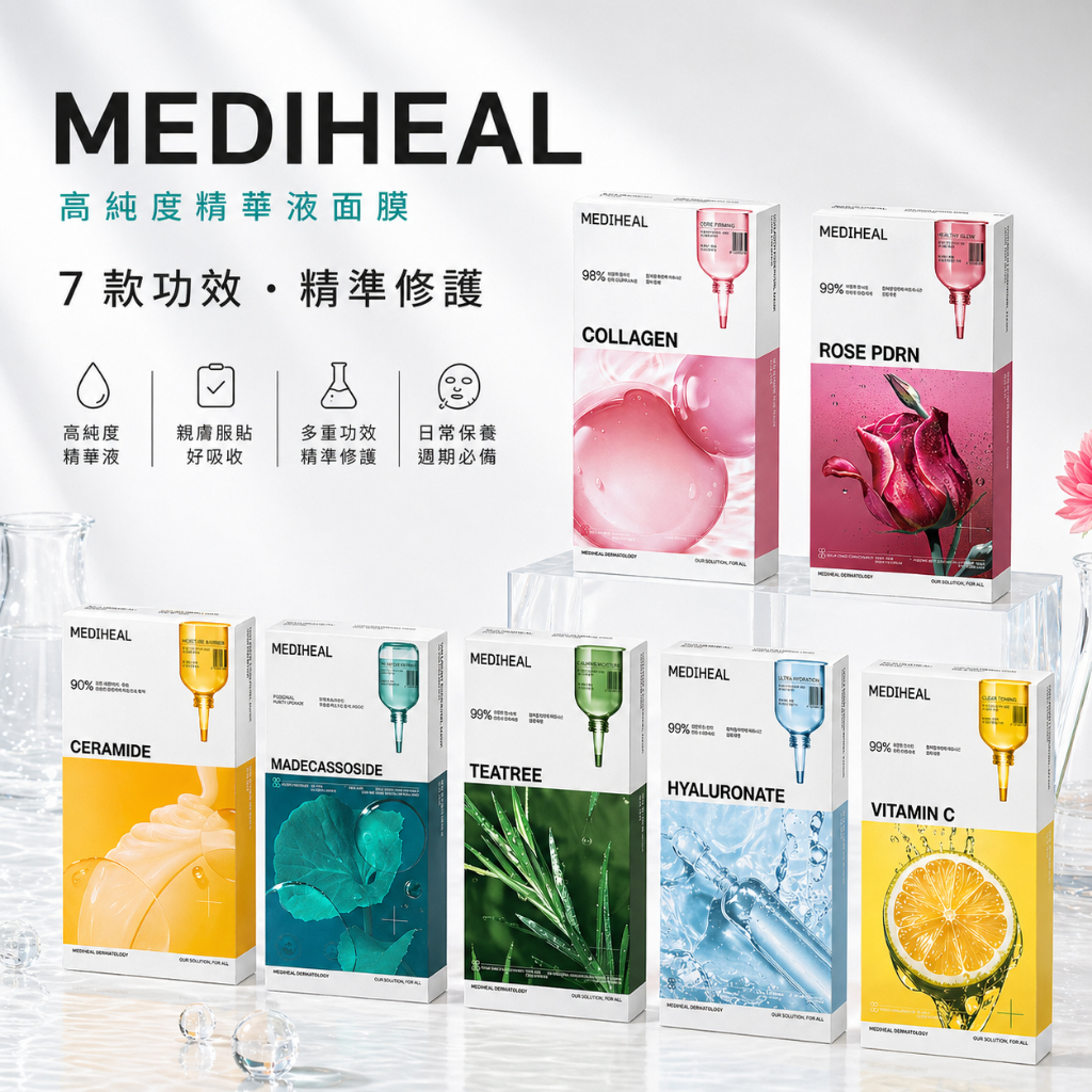 Mediheal 積雪草修護面膜 PDRN玫瑰面膜 膠原蛋白 補水保濕 妝前保養 換季保養 敏弱肌適用