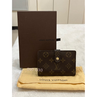 LOUIS VUITTON M61663 經典 Monogram 帆布牛皮蝴蝶釦 對折中夾 正品 二手精品