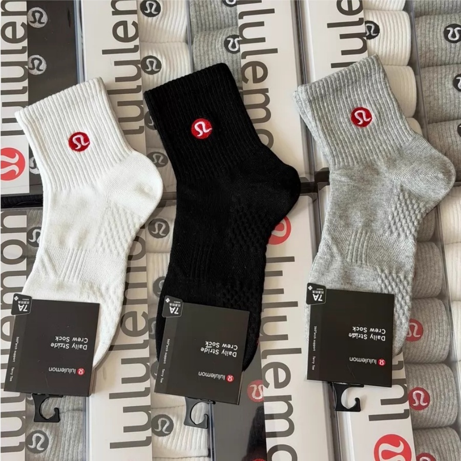 🥇De.Han😊Lululemon 正版全新紅標純棉運動襪 禮盒 6組入 透氣 臭脚襪 短筒 中筒 高筒襪