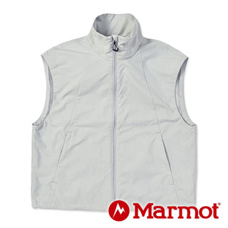 【Marmot】女棉感紋理防潑水短版立領背心『銀白』WVT014