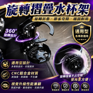 【叫小賀】 旋轉摺疊水杯架 附贈鈦螺絲 旋轉水杯架 通用型 旋轉 水杯支架 JETSL 勁戰六代 七代 DRG RTS