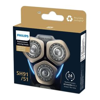 【PHILIPS 飛利浦】電動刮鬍刀專用刀頭 SH91 原廠盒裝公司貨 適用五角形刀頭SP98XX及S9XXX及S8XX
