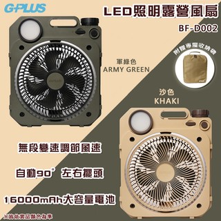 【大山野營】GPLUS BF-D002 6吋LED照明露營風扇 電風扇 行動風扇 吊掛扇 循環扇 桌扇 露營