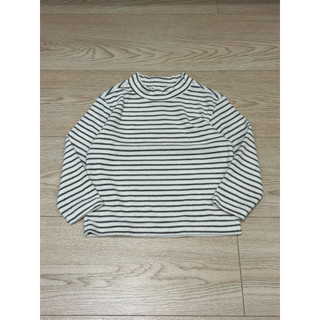 110cm/ uniqlo 高領 羅紋 刷毛 條紋 上衣 女童 男童 二手