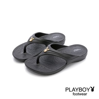 PLAYBOY Sunshine 舒適夾腳涼拖鞋 -黑-BIKU/B酷