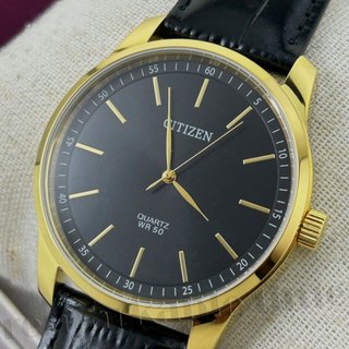 【CITIZEN 石英手錶】GENT'S系列簡約時尚商務黑金大錶徑紳士男錶款(BH5002-02E)