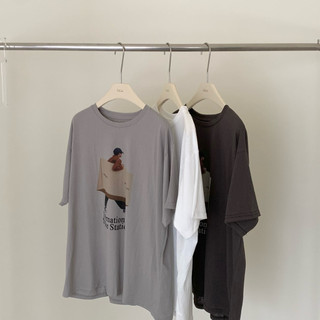 J6213- 大紙袋男孩Oversized竹節棉tee（3colors）