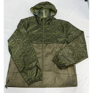 （78）Decathlon Quechua 綠色葉紋連帽防風防水外套