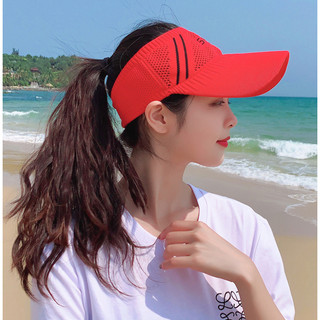 🌀空頂帽 髮圈帽🌀6色 sport時尚遮陽帽 戶外運動 捲摺疊 UV-CUT帽子 大帽簷 空頂 鴨舌帽 棒球帽 帽子