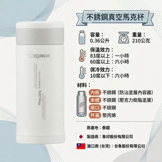 象印分解蓋保溫杯360ml/480ml 夏天保冰杯 冬天保溫瓶 冰塊罐 象印保溫杯SM-JA48【百年老店】