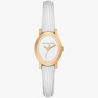 Michael Kors MK Maude 優雅橢圓形小錶徑女錶-白x金/21mm MK7586 開學季禮物