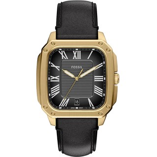 FOSSIL Crosby 工業風羅馬方形手錶-黑x金/42mm FS6151 開學季禮物