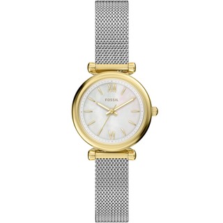 FOSSIL Carlie Mini 簡約大三針珍珠貝米蘭帶女錶-28mm ES5463 開學季禮物