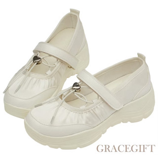 Grace gift愛心交叉繫繩輕量厚底芭蕾舞運動鞋