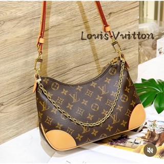 二手旗艦 LOUIS VUITTON LV 字紋 牛角包 上拉鍊 鏈包 斜背包 側背包 兩用包(中友店)