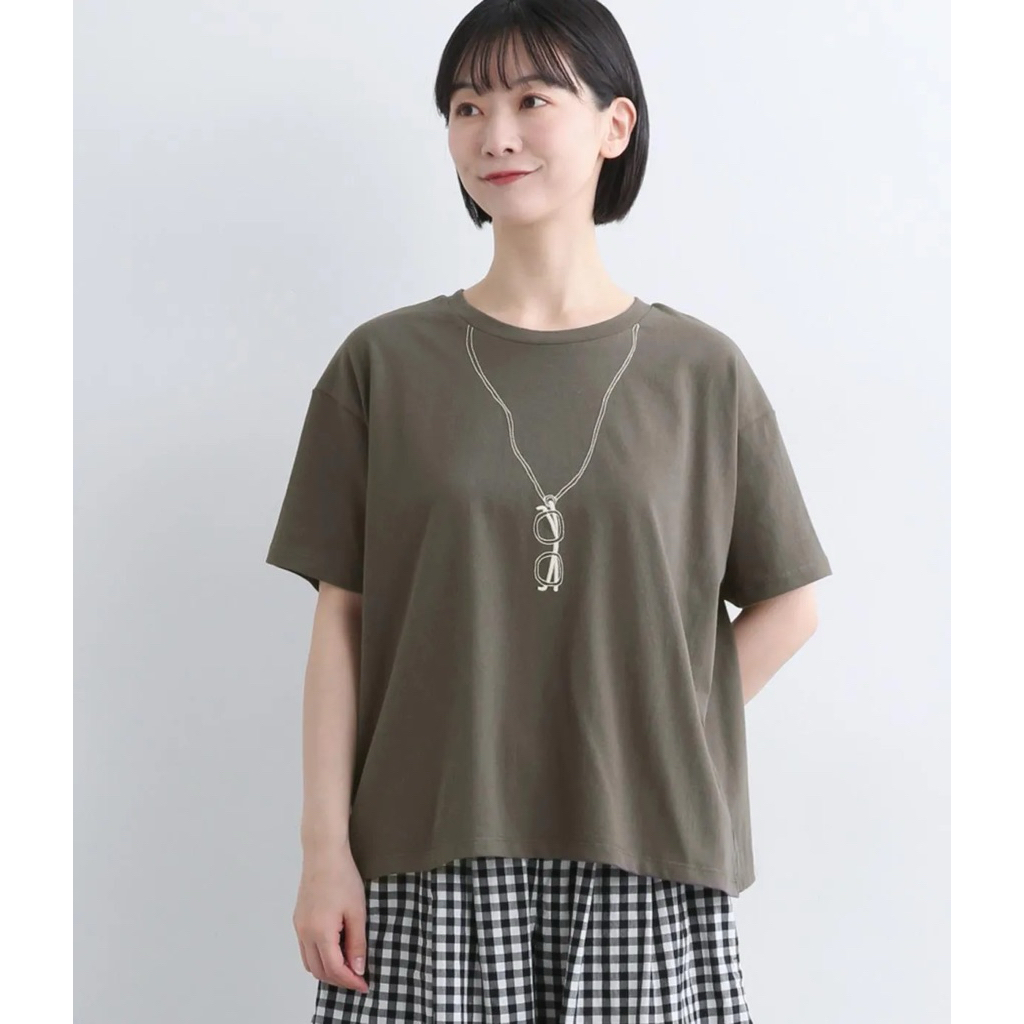 【現貨】日系 green. 可愛趣味棉T 眼鏡刺繡 T恤 短袖上衣 コットン天竺 メガネプリントTシャツ