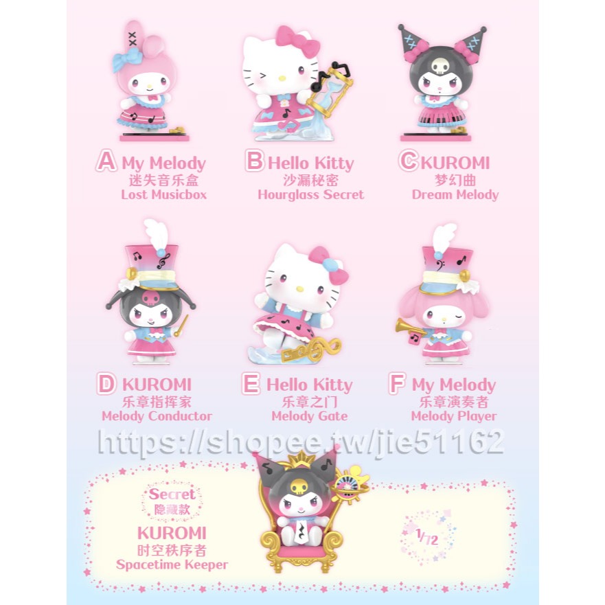 單款販售 現貨 三麗鷗時空樂章 三麗鷗家族時空樂章 凱蒂貓 kitty 三麗鷗樂隊 音樂會 音樂 庫洛米 酷洛米 美樂蒂